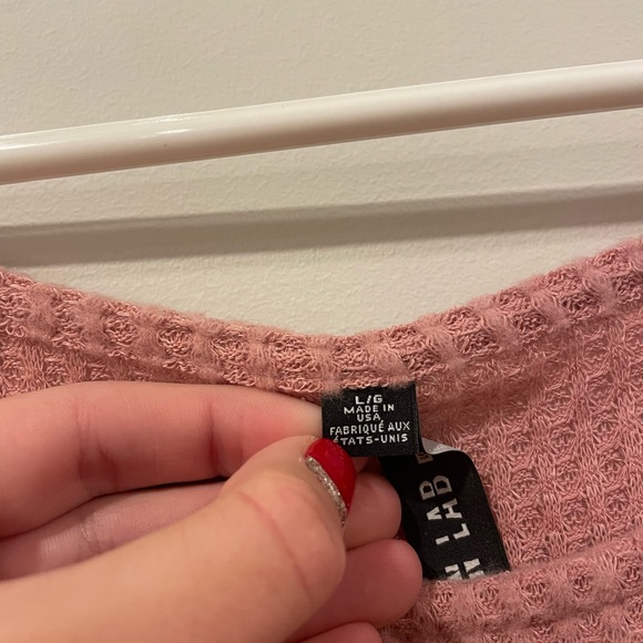 Lord & Taylor Design Lab Pink Cutout Waffle Knit Soft Tunic Top Women’s sz Large - Picture 6 of 10